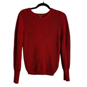 Vince Camuto Orange Red Knit 100% Cotton‎ Sweater Lace up Back XS Fall Winter